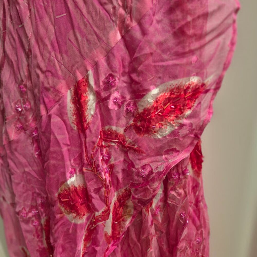 STUNNING Vintage Y2K Sue Wong Beaded Silk Floral Maxi Pink Dress RARE!!! Sz 8 - Picture 7 of 10